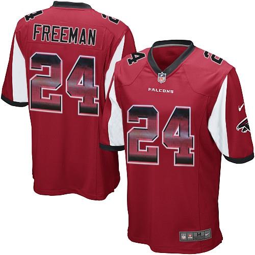 Nike Falcons #24 Devonta Freeman Red Team Color Men's Stitched NFL Limited Strobe Jersey - Click Image to Close